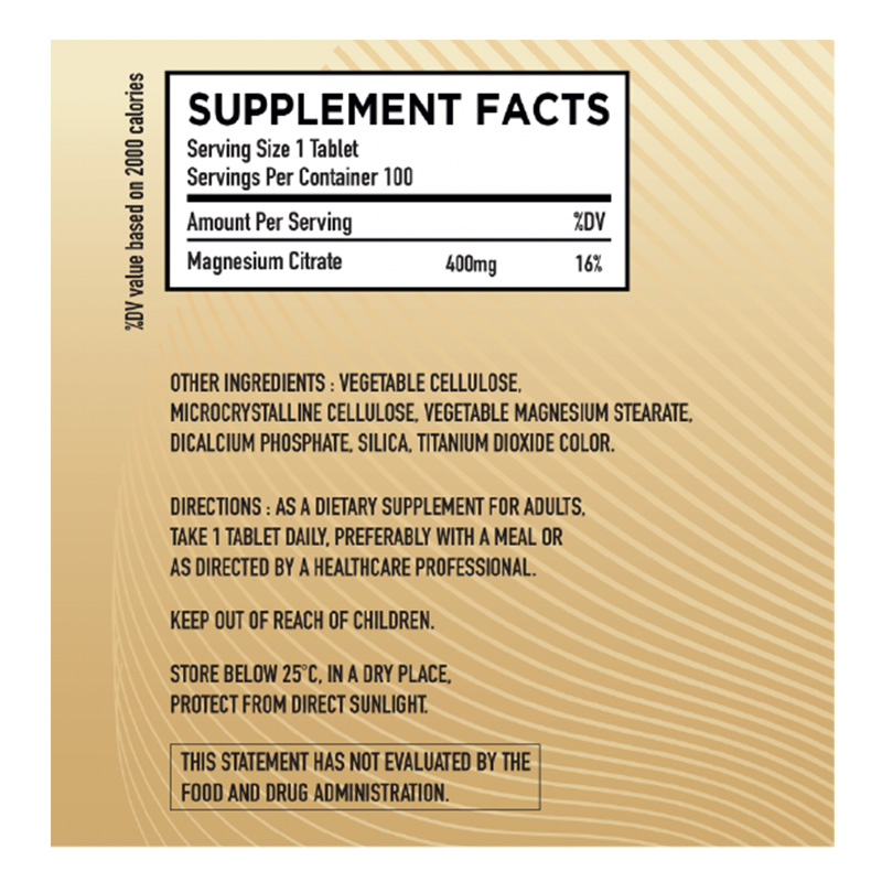 HC Nutrition Magnesium Citrate 100 Tablet Best Price in Abu Dhabi