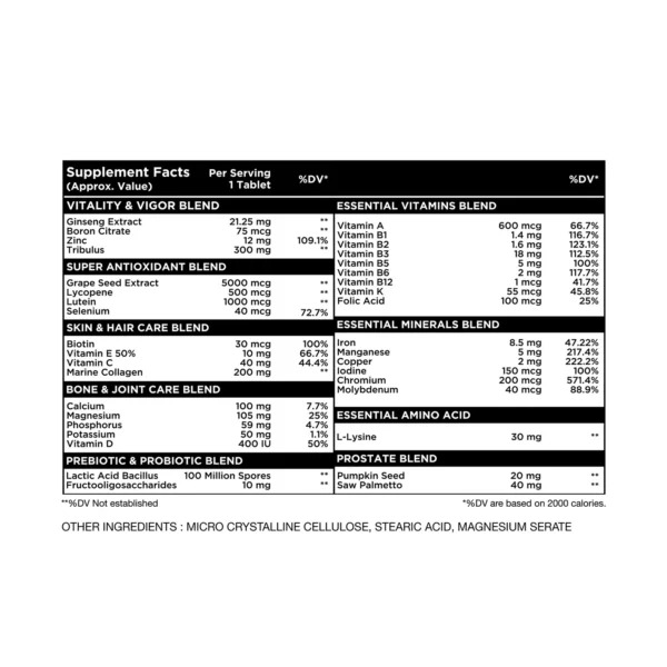 HC Nutrition Men’s Once Daily Multivitamin with Probiotics + Collagen 72 Tablets Best Price in Ajman