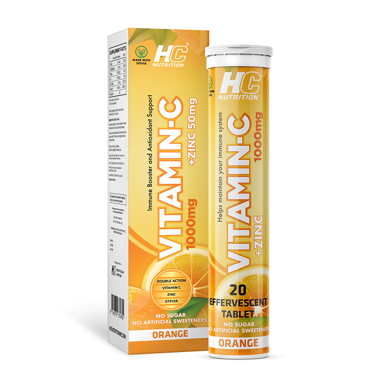 HC Nutrition Vitamin C 1000 Mg + Zinc 50 Mg Effervescent 20 Tablets