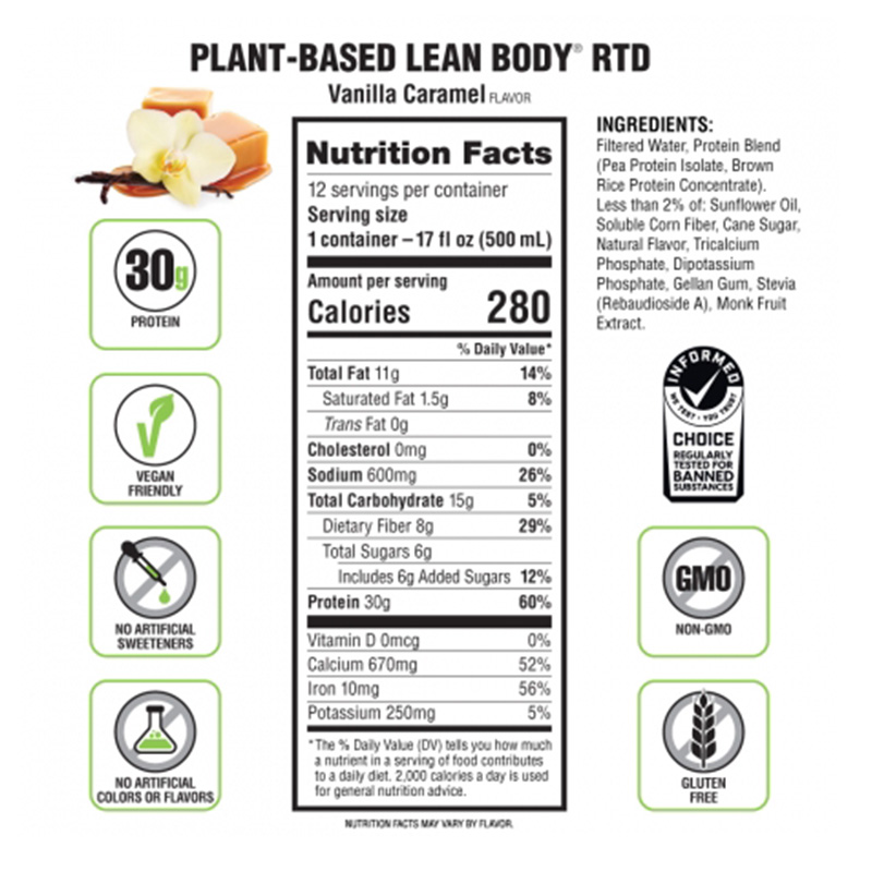 Labrada Lean Body RTD - Plant Based Vegan 17oz Tetra Pak Best Price in Ajman