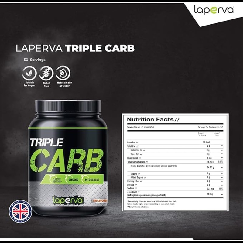 Laperva Triple Carb 2.8lbs - 24.95g Carbs - Unflavored Best Price in Sharjah