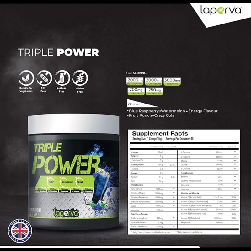 Laperva Triple Power Pre Workout 30 serving - Fruit Punch  Best Price in Dubai