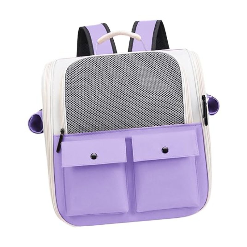 Loom Tree Cat Carrier Backpack Collapsible Portable Handbag For Outdoor Walking Hiking Purple - 8110