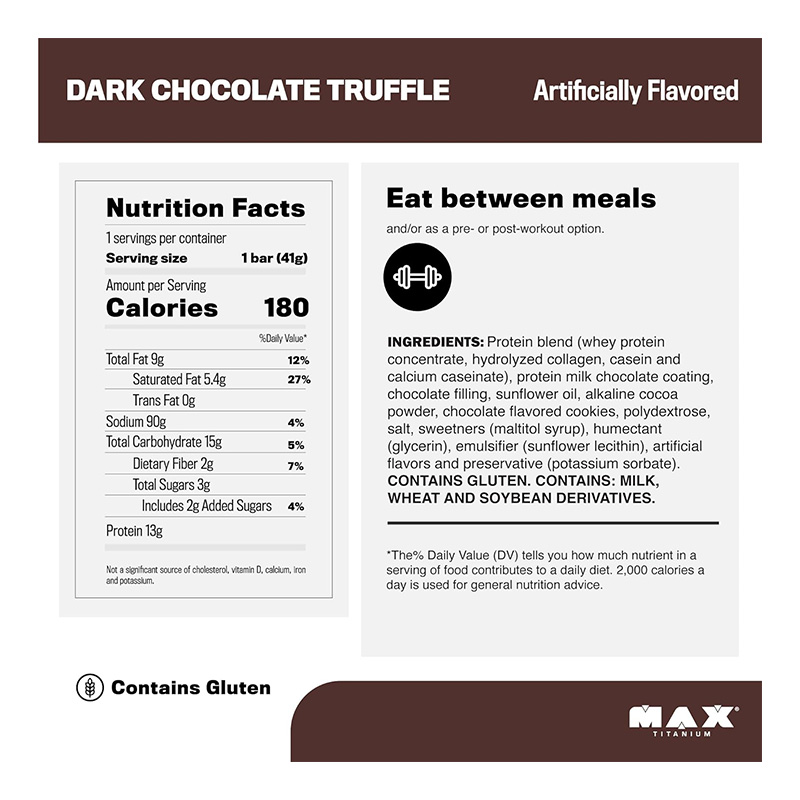 Max Titanium Power Protein Bar 41 G 12 Pcs in Box - Dark Chocolate Truffle Best Price in Dubai
