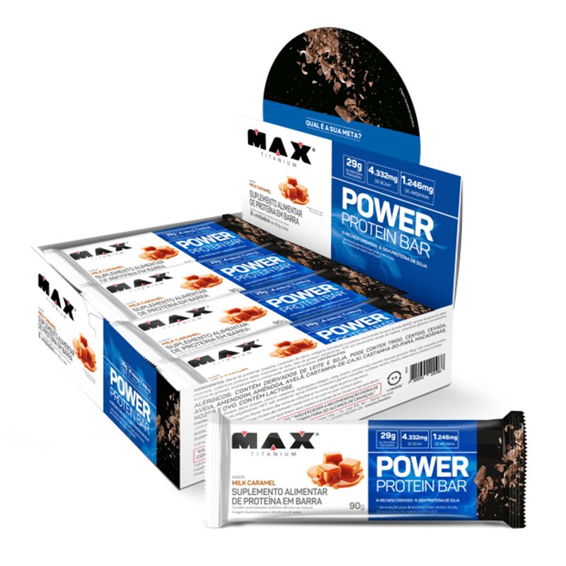 Max Titanium Power Protein Bar 90 G 12 Pcs in Box - Milk Caramel
