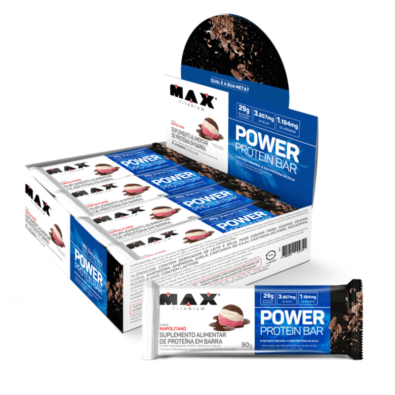 Max Titanium Power Protein Bar 90 G 12 Pcs in Box - Neapolitan