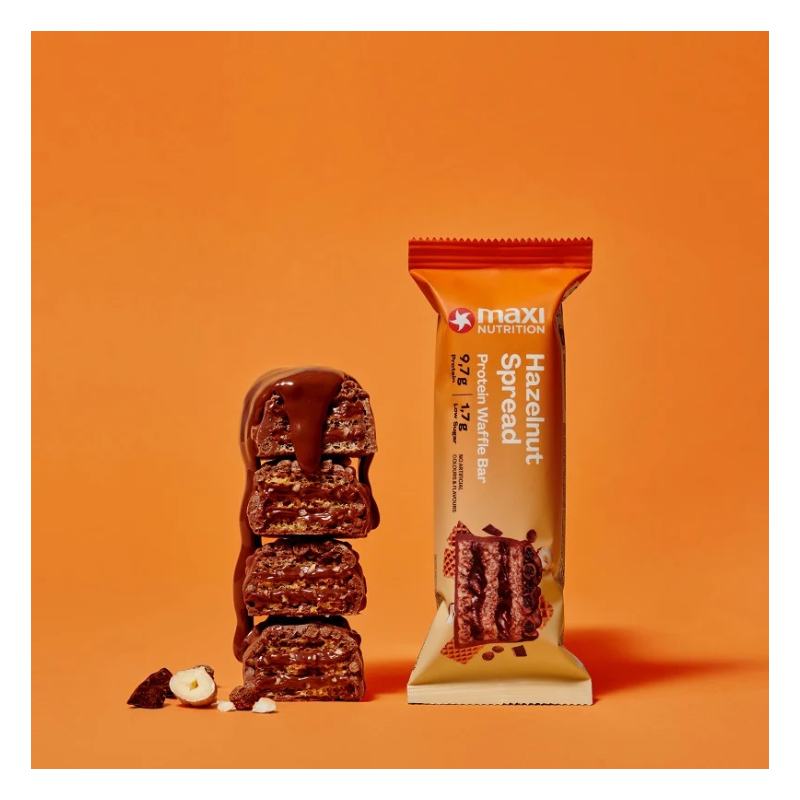 Maxi Nutrition Crispy Waffle Protein Bar 39 G 12 Pcs in Box - Hazelnut Spread Best Price in UAE