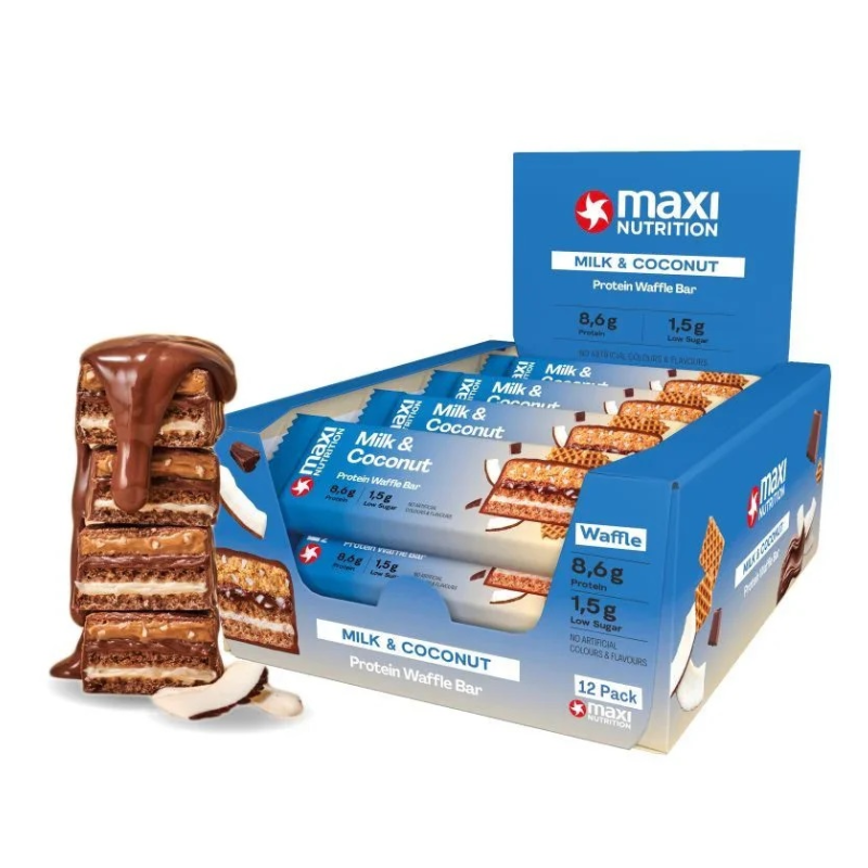 Maxi Nutrition Crispy Waffle Protein Bar 39 G 12 Pcs in Box - Milk N Coconut