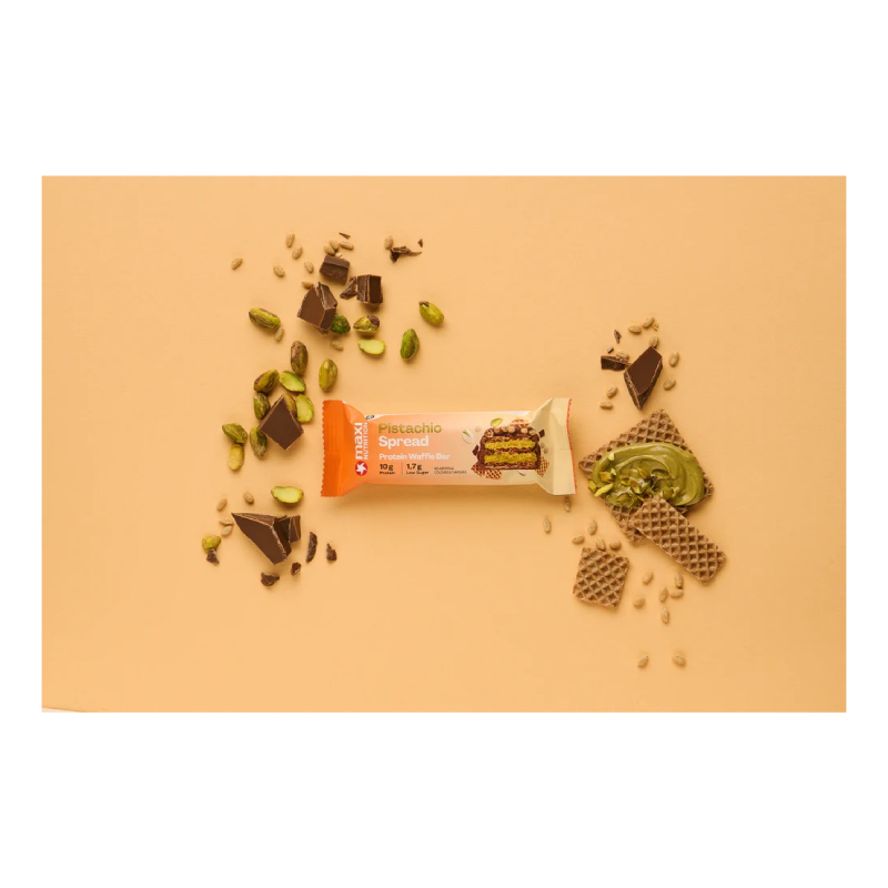 Maxi Nutrition Crispy Waffle Protein Bar 39 G 12 Pcs in Box - Pistachio Spread Best Price in Abu Dhabi