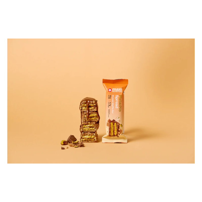 Maxi Nutrition Crispy Waffle Protein Bar 39 G 12 Pcs in Box - Pistachio Spread Best Price in Dubai