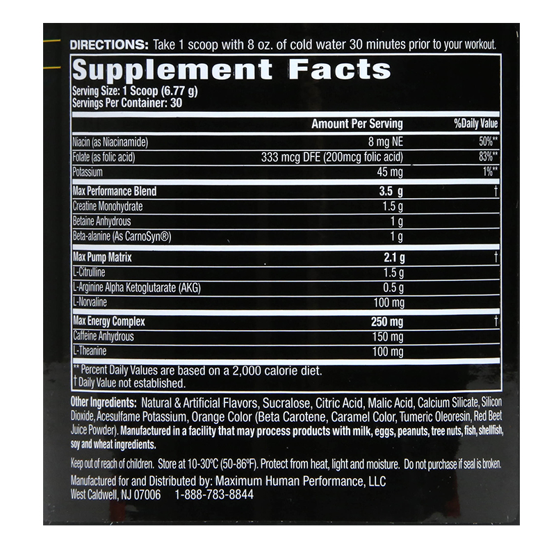 MHP MAX Pre Workout 30 Servings Best Price in UAE