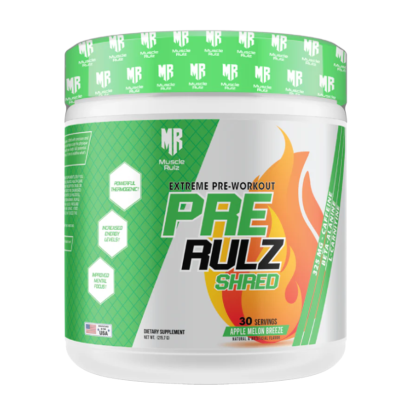 Muscle Rulz Extreme Pre Workout Pre Rulz Shred 30 Servings - Apple Lemon Breeze