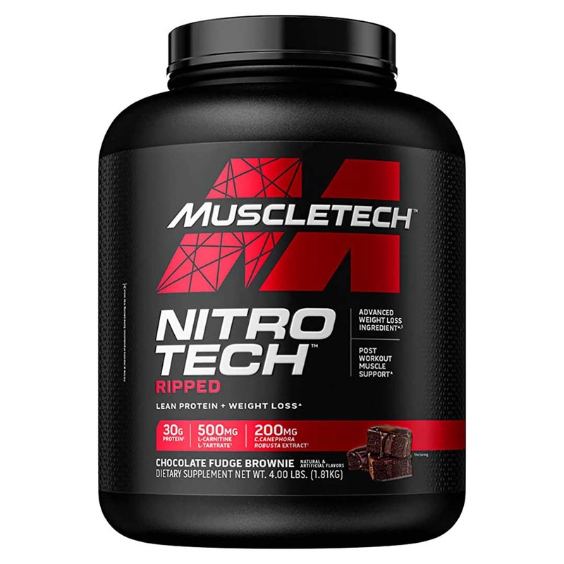 MuscleTech Nitro-Tech Ripped Whey Protein Powder 4lbs - Chocolate Fudge Brownie