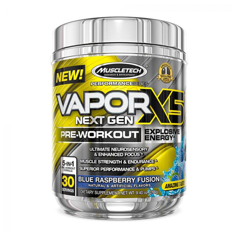 Muscletech Vapor X5 New 30 Servings - Blue Raspberry Fusion