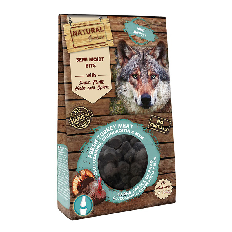 Natural Greatness Semi Moist Bits 150 G - Fresh Turkey, Glucosamine, Chondroitin And MSM x 12 Pcs Box