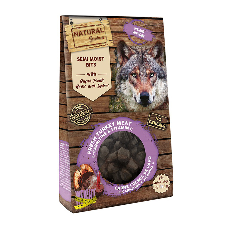 Natural Greatness Semi Moist Bits 150 G - Fresh Turkey, L-carnitine And Vitamin C x 12 Pcs Box