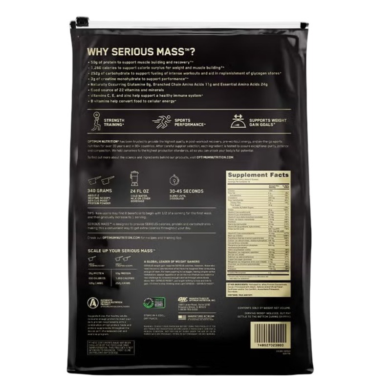 Optimum Nutrition Serious Mass 12lbs - Chocolate Best Price in UAE , Dubai, Sharjah, Ajman 