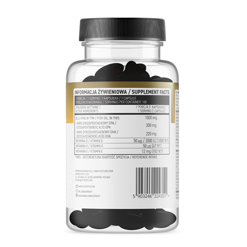 OstroVit Omega 3 D3+K2 180 caps Best Price in Dubai