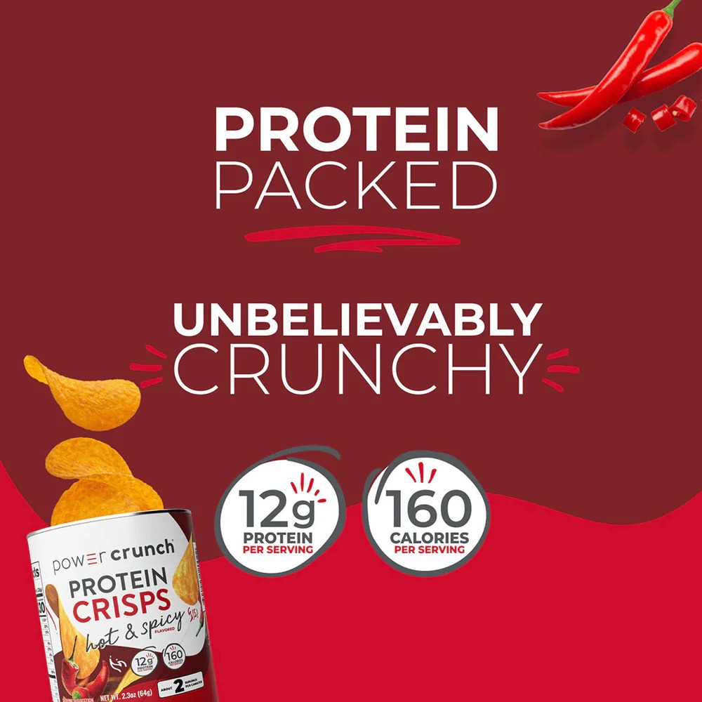 Power Crunch Protein Crisps 60 G 8 Pcs in Box - Hot N Spicy Best Price in Abu Dhabi