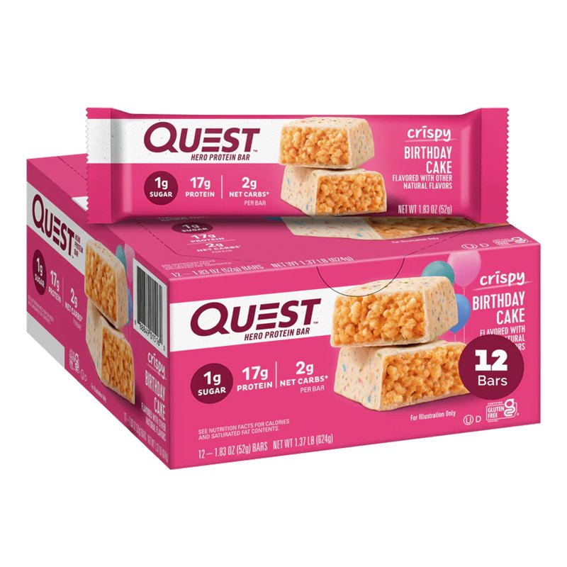 Quest Protein Bars 20 G 12 Pcs in Box - Birthday Cake Crispy Hero Bars Best Price in UAE