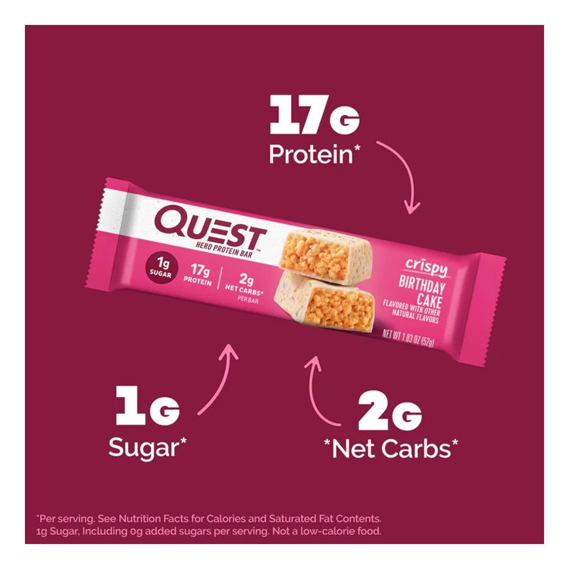 Quest Protein Bars 20 G 12 Pcs in Box - Birthday Cake Crispy Hero Bars Best Price in Dubai