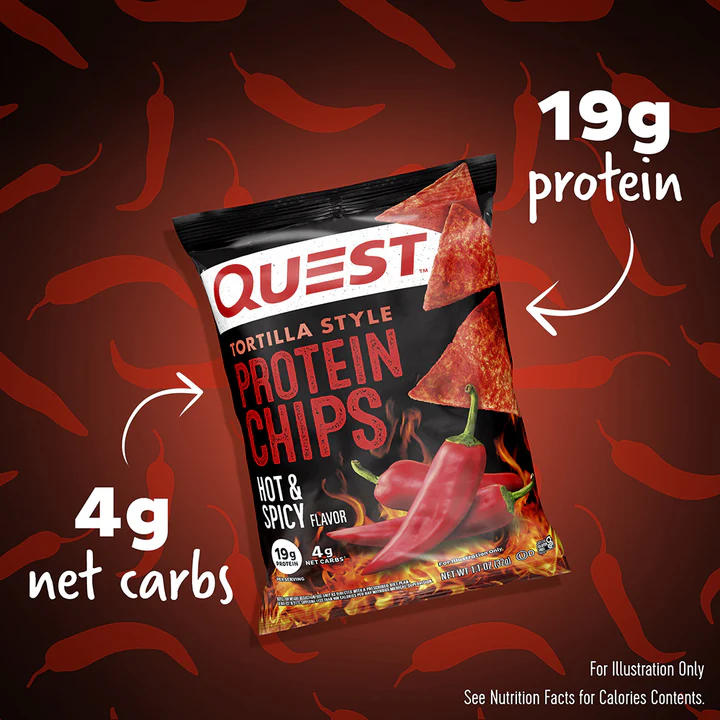 Quest Protein Chips Tortilla Style 4 G Pack of 8 - Hot N Spicy Best Price in Abu Dhabi