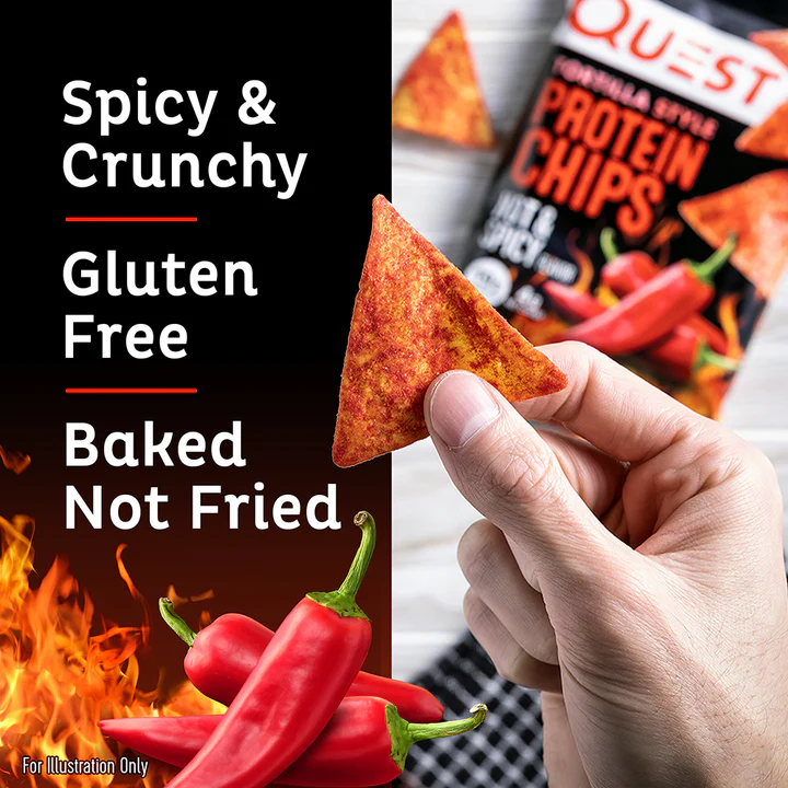 Quest Protein Chips Tortilla Style 4 G Pack of 8 - Hot N Spicy Best Price in Al Ain