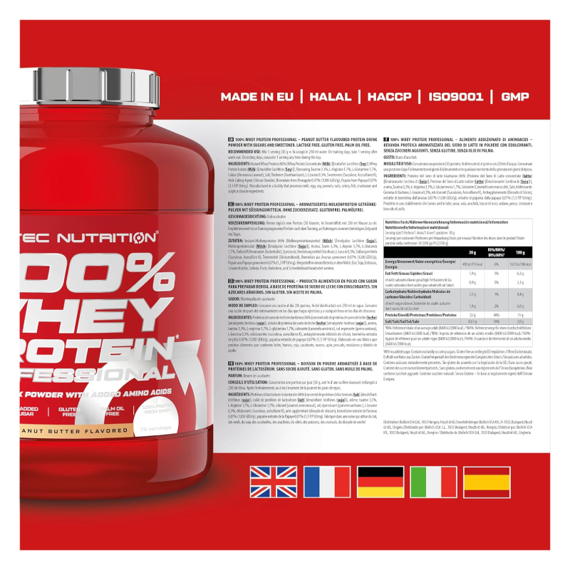 Scitec Nutrition 100% Whey Protien Professional 2350 G 78 Servings - Chocolate Peanut Butter Best Price in Dubai