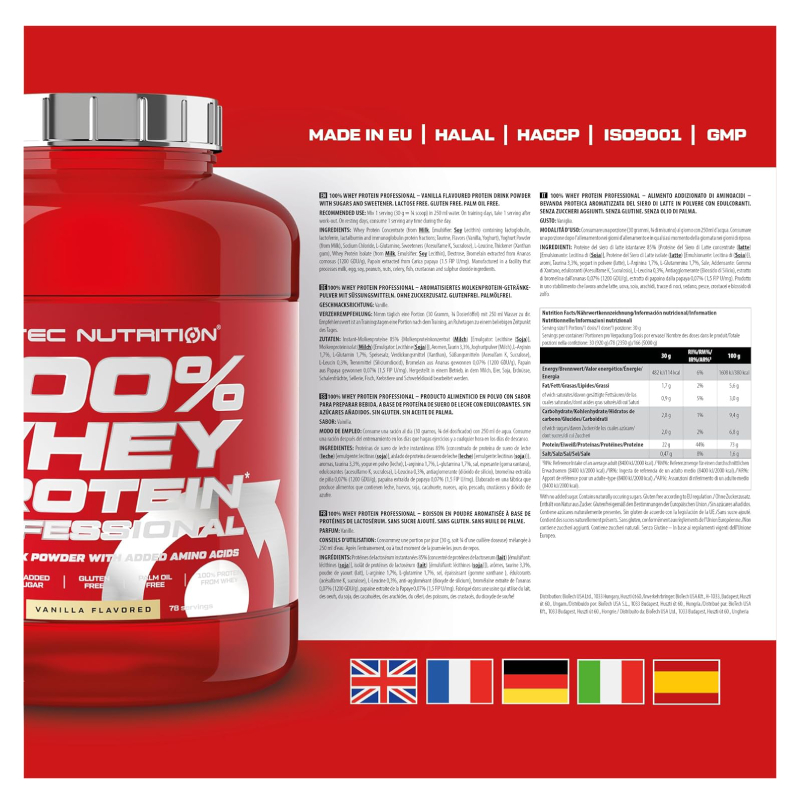 Scitec Nutrition 100% Whey Protien Professional 2350 G 78 Servings - Vanilla Best Price in Dubai