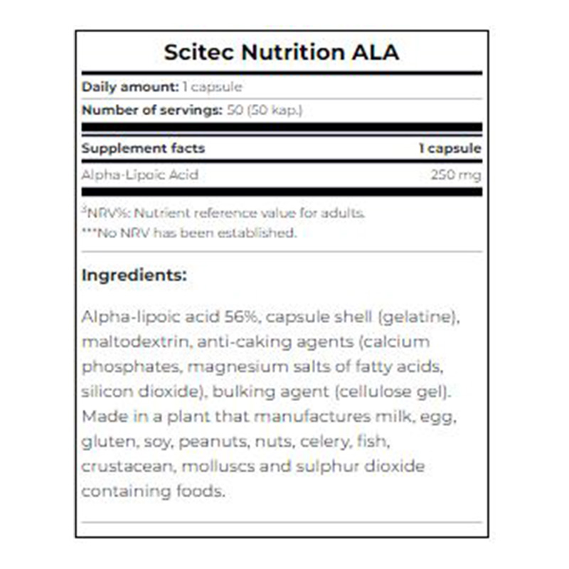Scitec Nutrition ALA Food Supplement 50 Capsule Best Price in Dubai