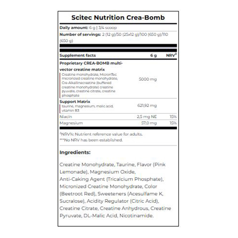 Scitec Nutrition Crea - Bomb 660 G - Pink Lemon Best Price in Dubai