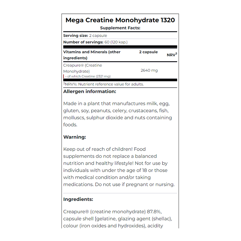 Scitec Nutrition Mega Creatine Monohydrate 1320 120 Caps Best Price in Dubai