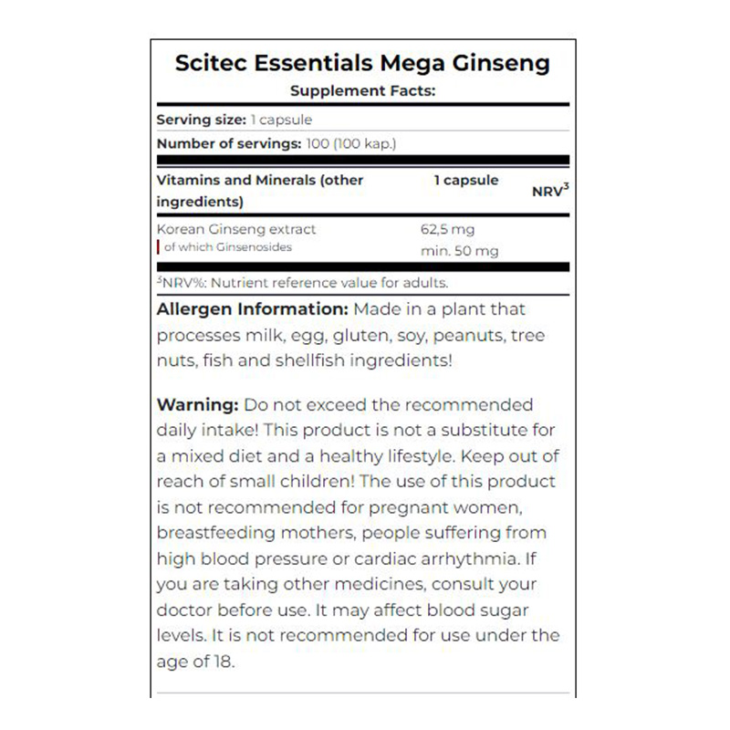 Scitec Nutrition Mega Ginseng 100 Capsule Best Price in Dubai