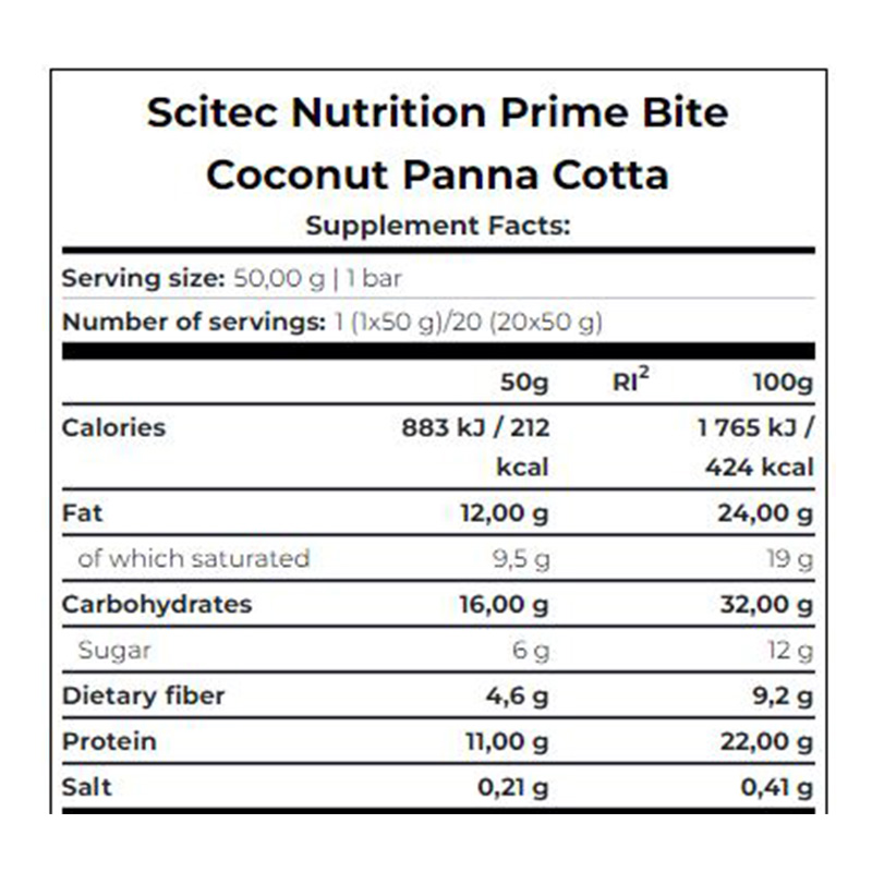 Scitec Nutrition Prime Bite Protein Bar 50G 20Pcs - Coconut Pannacotta Best Price in Dubai