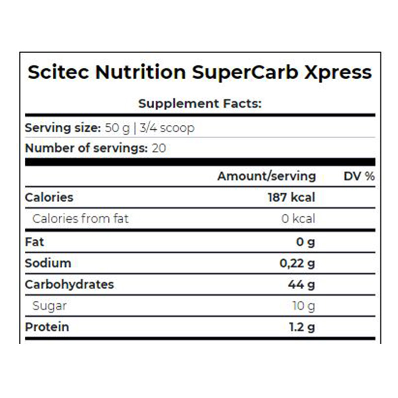 Scitec Nutrition Supercarb Xpress 1000g Raspberry Tea Best Price in Dubai