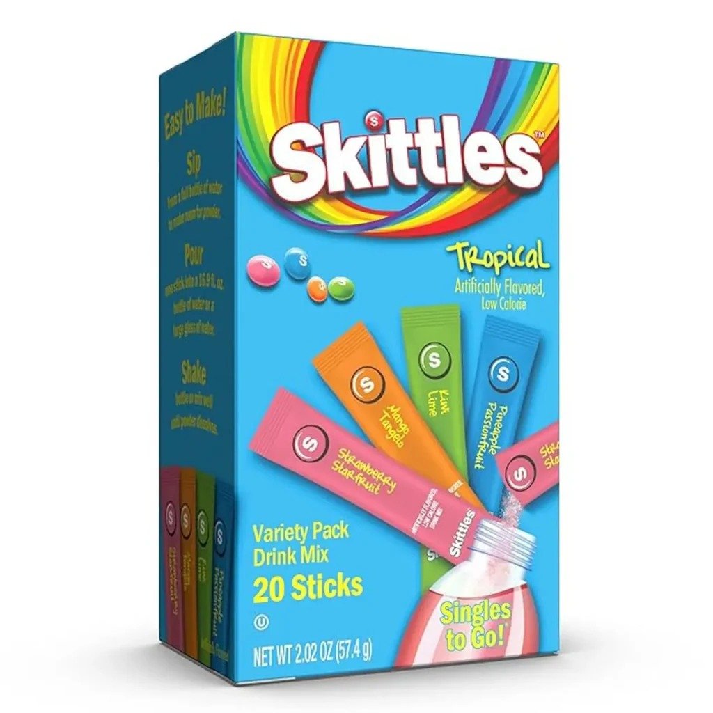 Skittles Singles To Go Tropical Pack 20 Sticks 4 Flavour 6 Pcs in Box