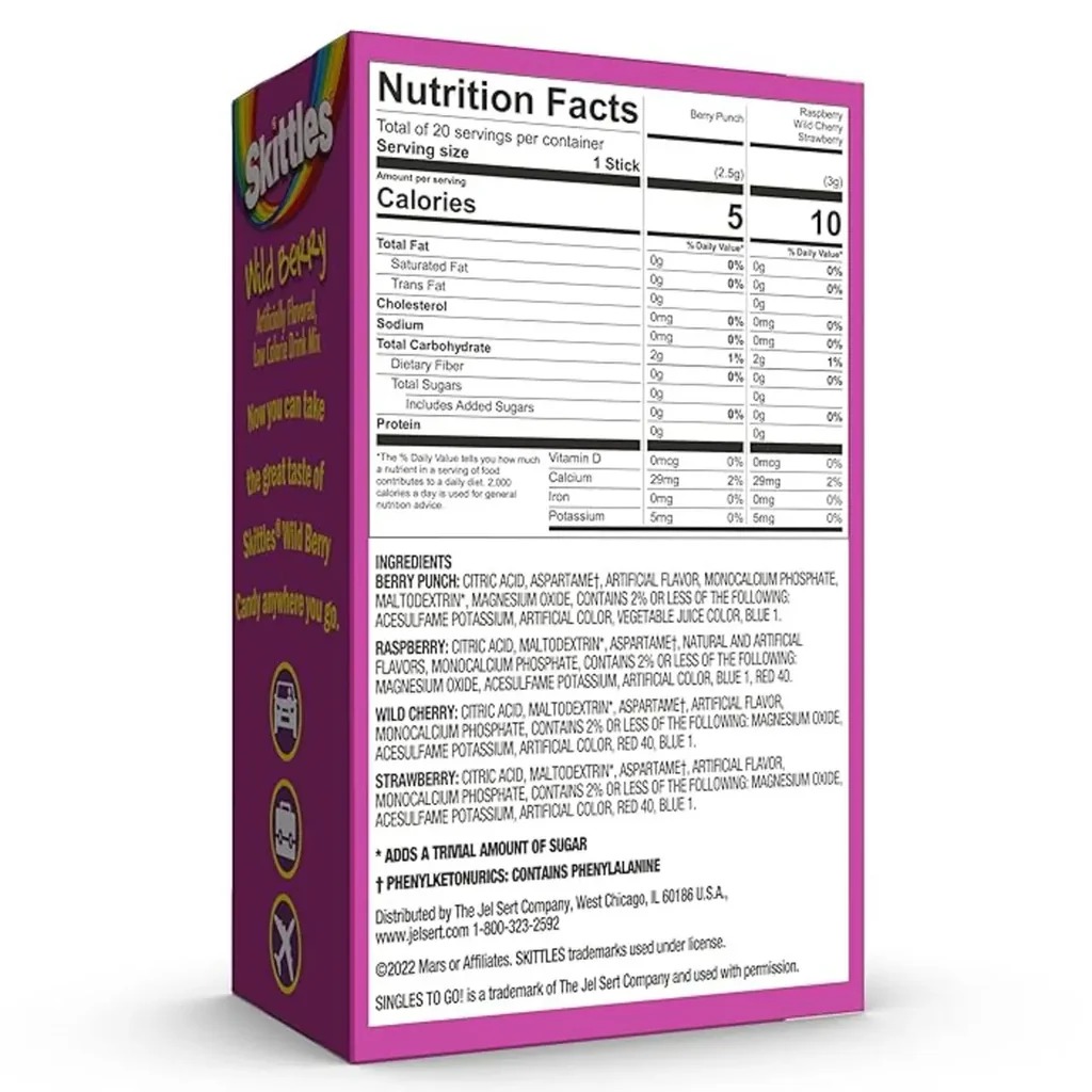 Skittles Singles To Go Wild Berry Pack 20 Sticks 4 Flavour 6 Pcs in Box Best Price in Dubai