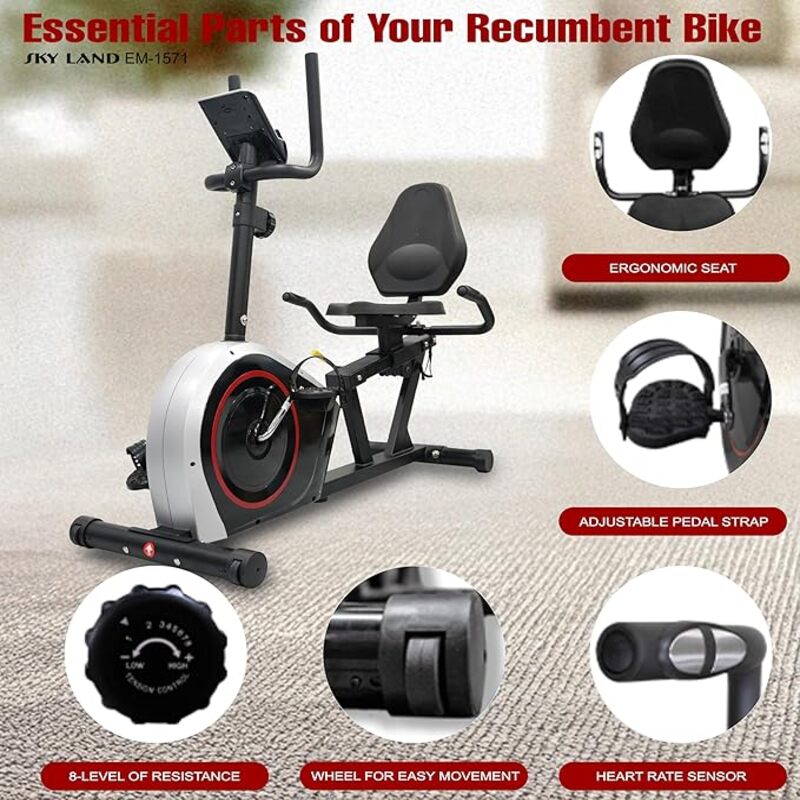 SkyLand 2-in-1 Elliptical Exercise Bike & Cross Trainer – 8-Level Magnetic Resistance, App Compatible, Home Cardio Machine - Black  Best Price in Abu Dhabi