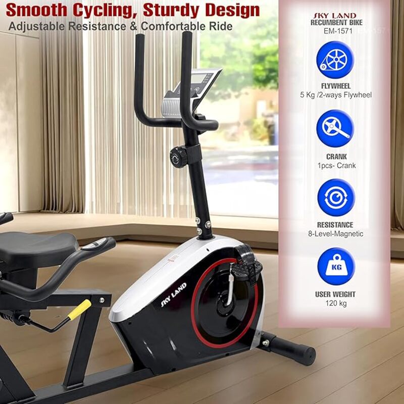 SkyLand 2-in-1 Elliptical Exercise Bike & Cross Trainer – 8-Level Magnetic Resistance, App Compatible, Home Cardio Machine - Black  Best Price in Abu Dhabi