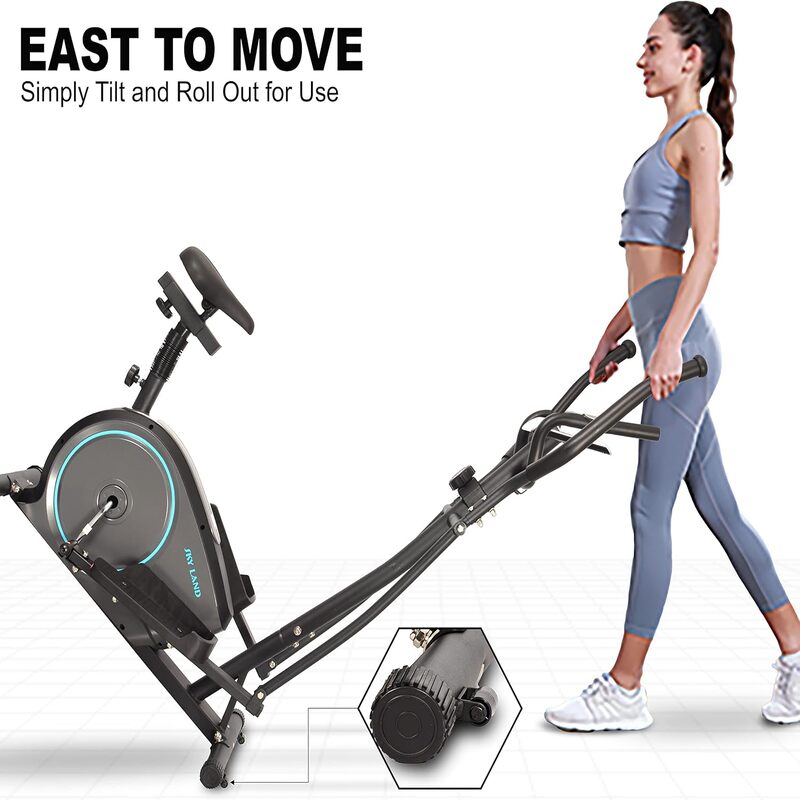 SkyLand 2-in-1 Elliptical Exercise Bike & Cross Trainer – 8-Level Magnetic Resistance, App Compatible, Home Cardio Machine - Grey