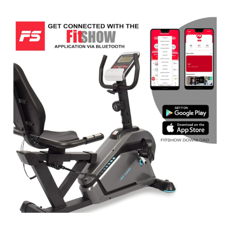 SkyLand Recumbent Exercise Bike – 8-Level Magnetic Resistance, Adjustable Seat & App Compatible for Home Gym - Black Grey  Best Price in Dubai
