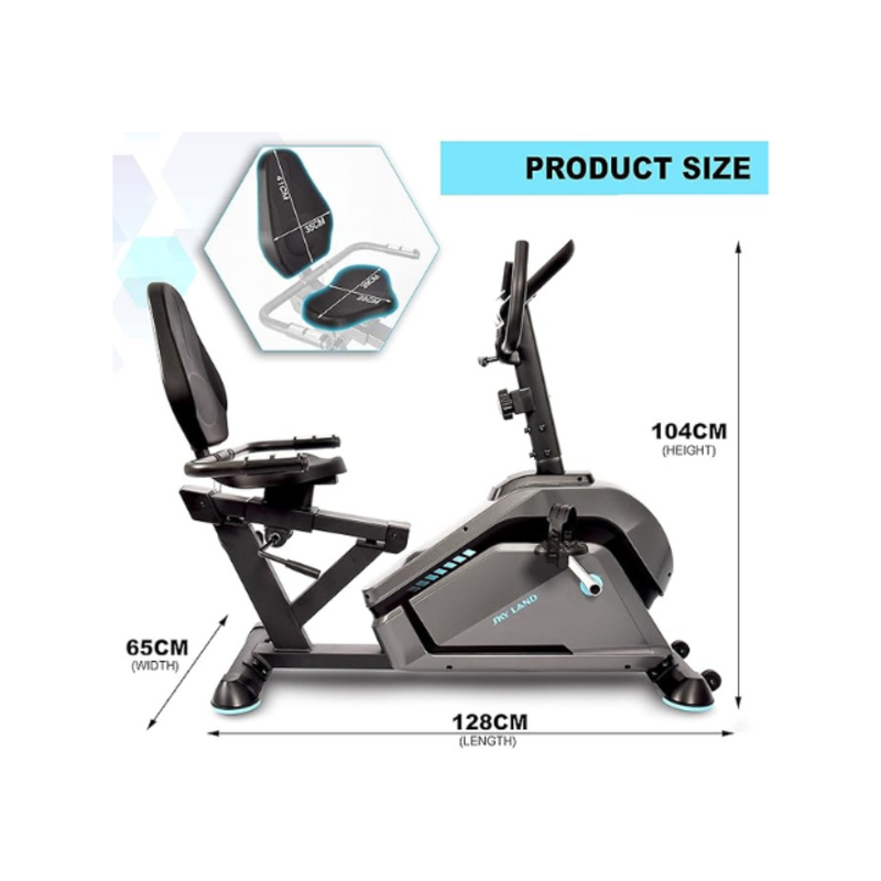 SkyLand Recumbent Exercise Bike – 8-Level Magnetic Resistance, Adjustable Seat & App Compatible for Home Gym - Black Grey  Best Price in Dubai