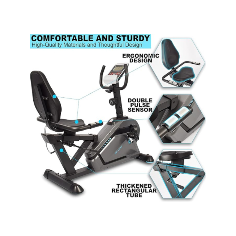 SkyLand Recumbent Exercise Bike – 8-Level Magnetic Resistance, Adjustable Seat & App Compatible for Home Gym - Black Grey  Best Price in Dubai