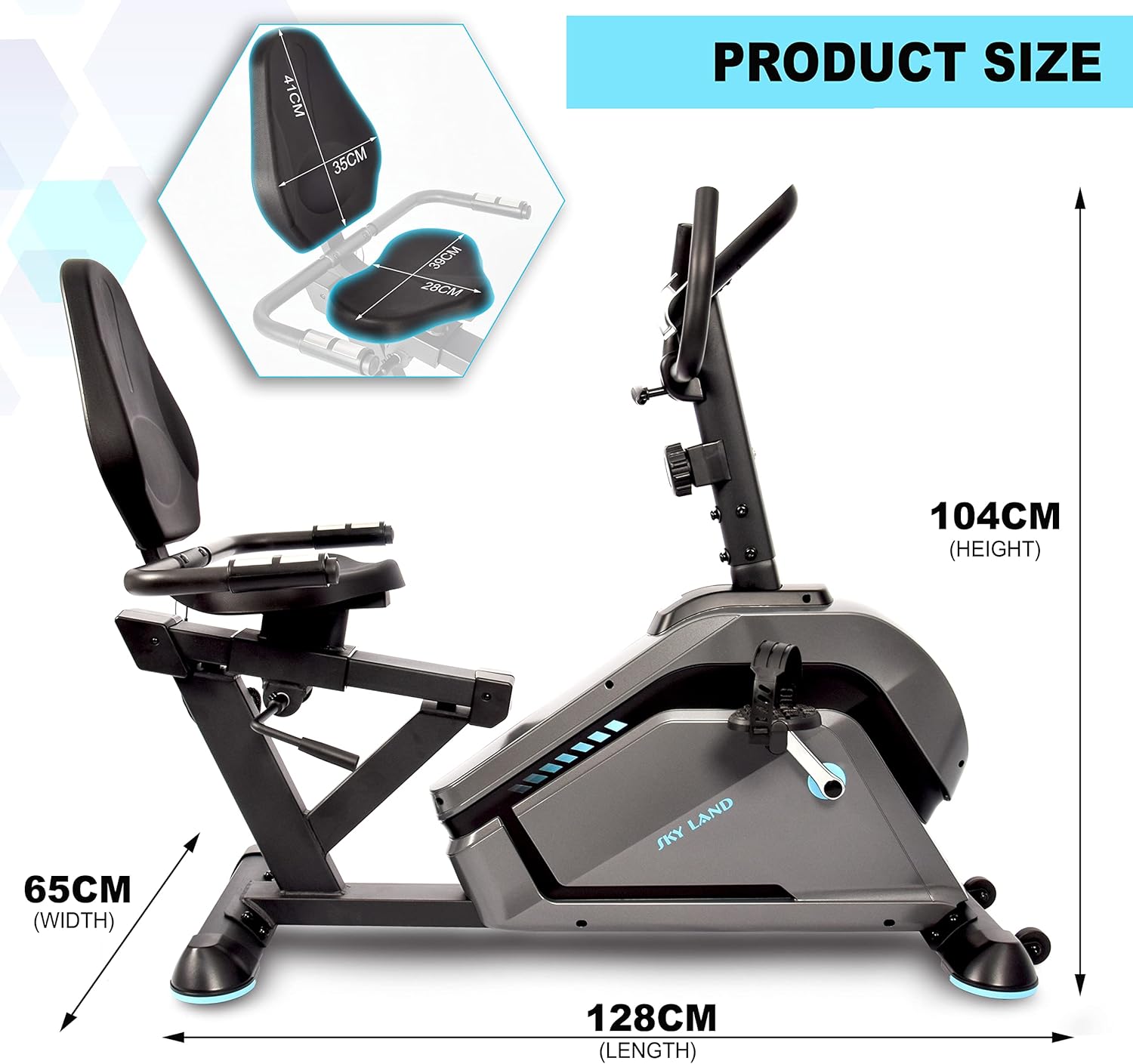 SkyLand Recumbent Exercise Bike – 8-Level Magnetic Resistance, Adjustable Seat & App Compatible for Home Gym - Black Grey  Best Price in Dubai