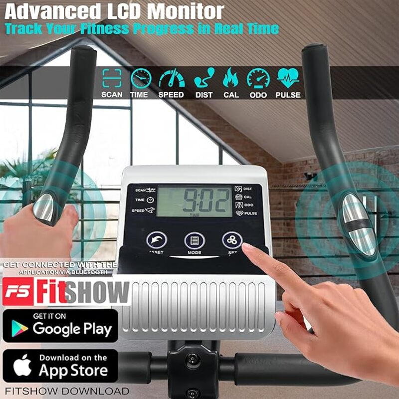 SkyLand Upright Magnetic Exercise Bike – 8 Level Resistance, 5Kg 2-Way Flywheel, Portable for Home Gym - Black & Silver  Best Price in Sharjah