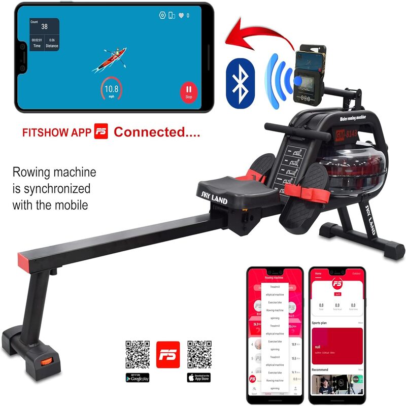 SkyLand Water Rowing Machine – Smooth & Quiet Rowing with Bluetooth App, LCD Monitor, 130Kg Capacity - Water Resistance  Best Price in Abu Dhabi
