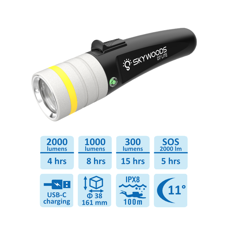 Skywood D7 LITE 2000 Lumens Flashlight Best Price in Dubai