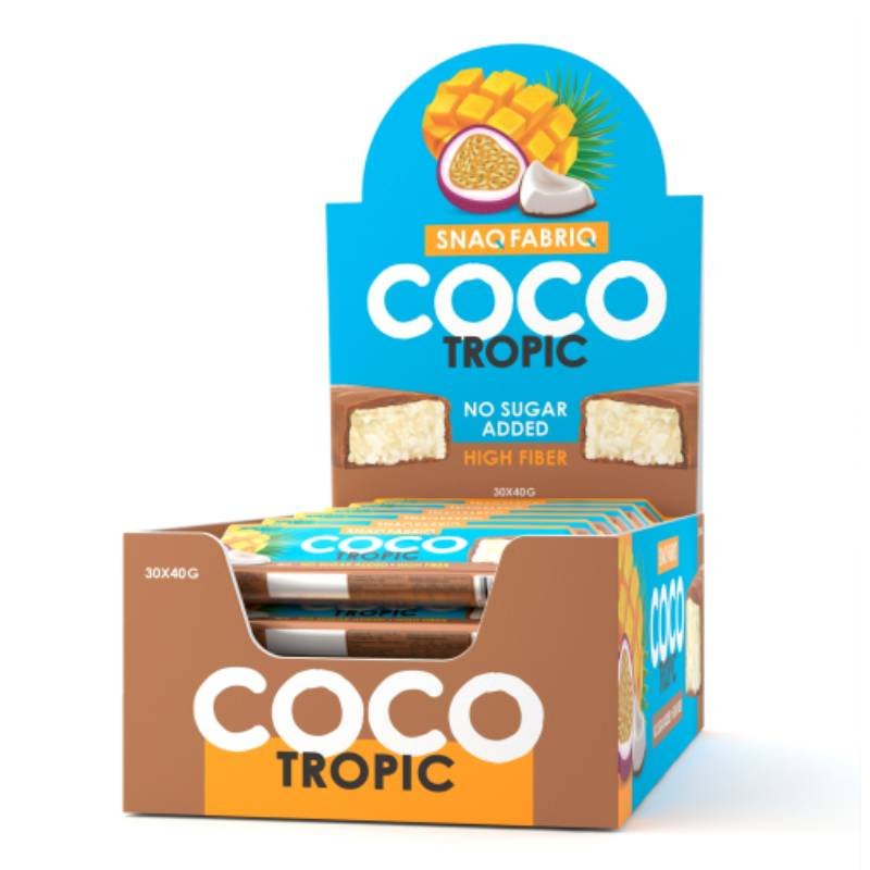 Snaq Fabriq Coco Sugar Free Bar 40 G 12 Pcs in Box - Coconut with Mango Passion Fruit