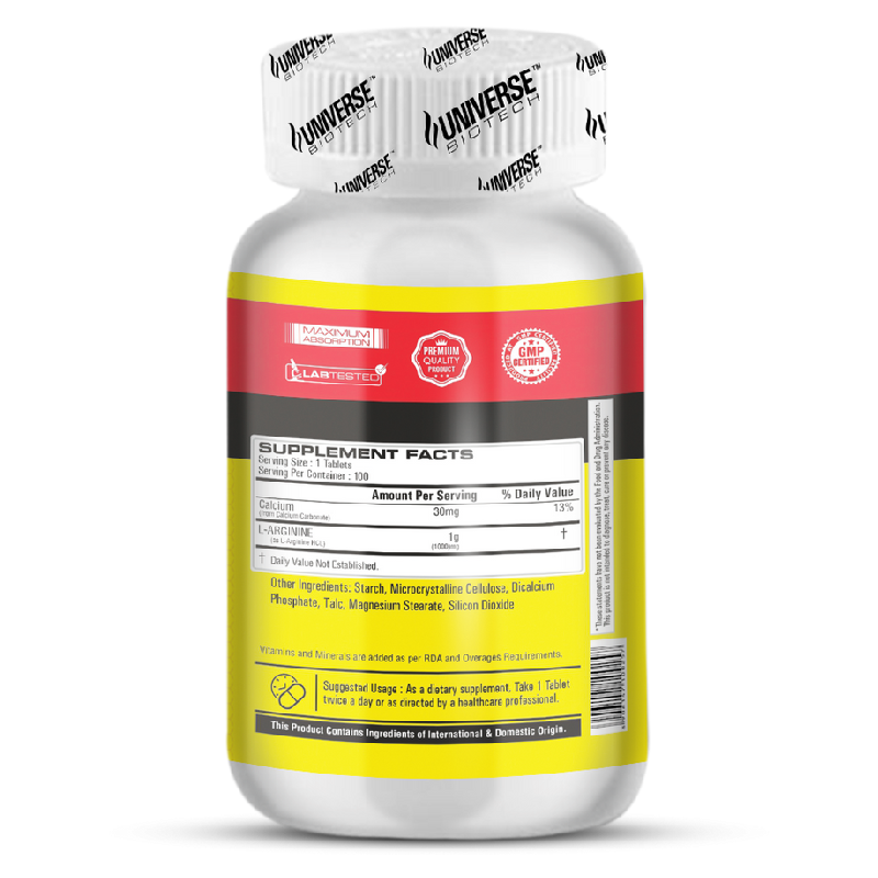 Universe Biotech L-Arginine 1000mg 100 Tabs Best Price in UAE