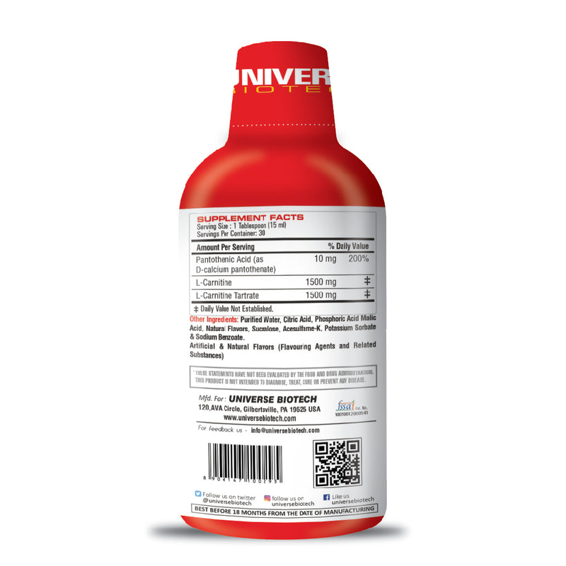 Universe Biotech L-Carnitine 3000mg 30 Servings – Pineapple Best Price in UAE